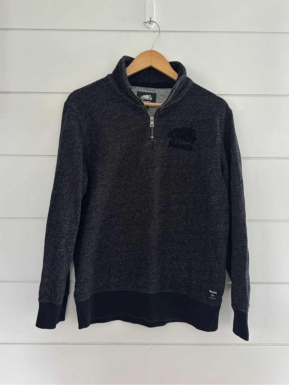 Roots 1/4 Zip Sweater - Dark Heather Grey - Size: M-XS / W-S
